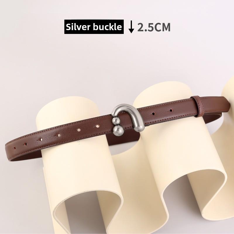 Traditioneller Damen-Leder-Taillengürtel mit silberner oder goldener Schnalle für Büro und Kleid