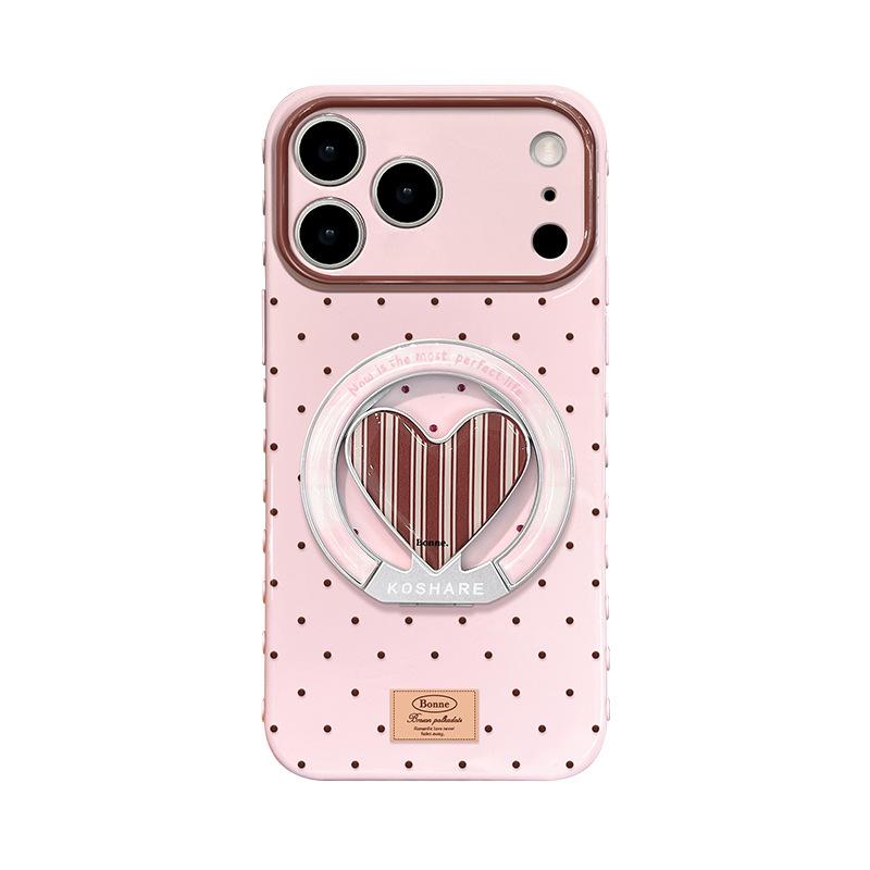 ins polka dot applies to Apple 17promax mobile phone case iphone15 Epoxy love bracket 16 new women's 14.
