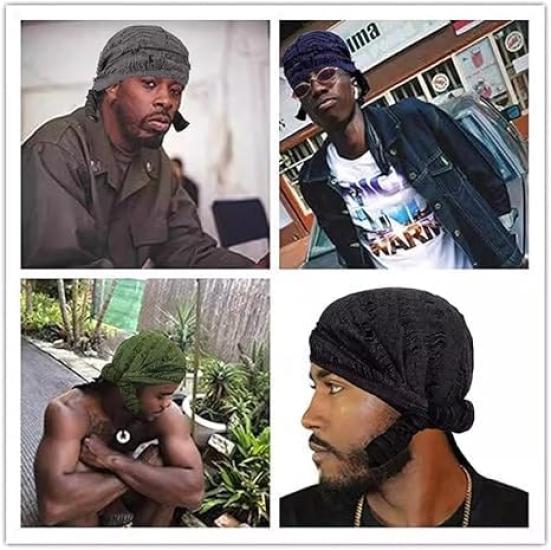 BERUKO Retro Damaged Cotton Do-rag Hip Hop Bandana Dance Dancer Turban Pirate Cap DURAG (white)
