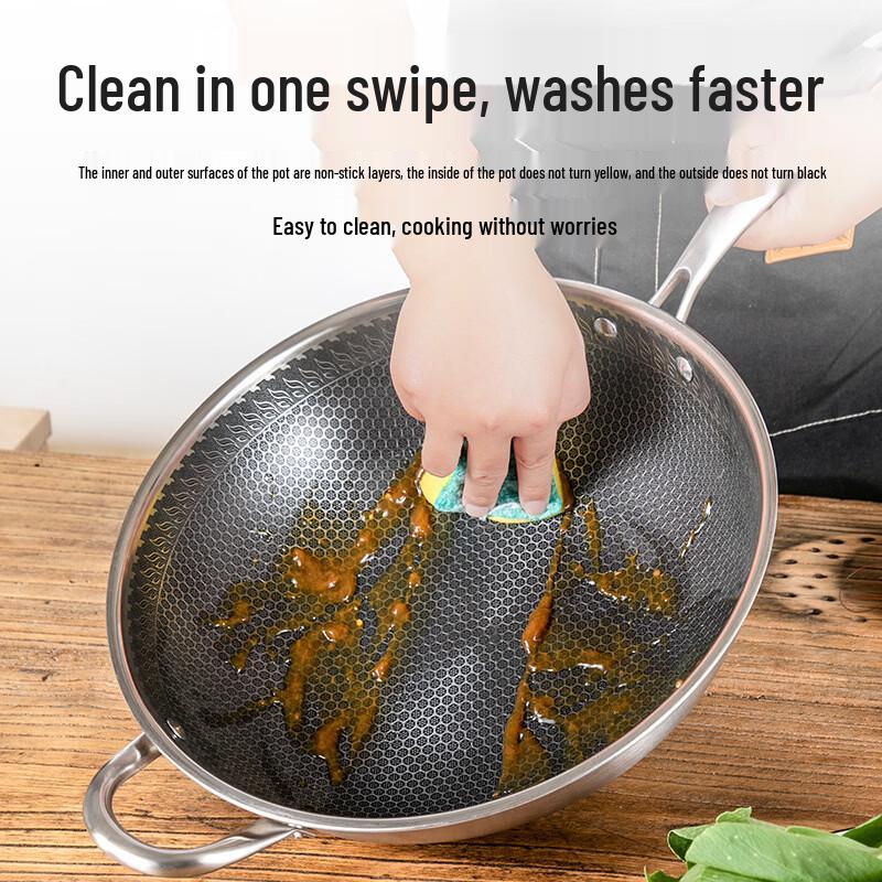 Zhi Shi 316 Stainless Steel Double-Sided Honeycomb Wok