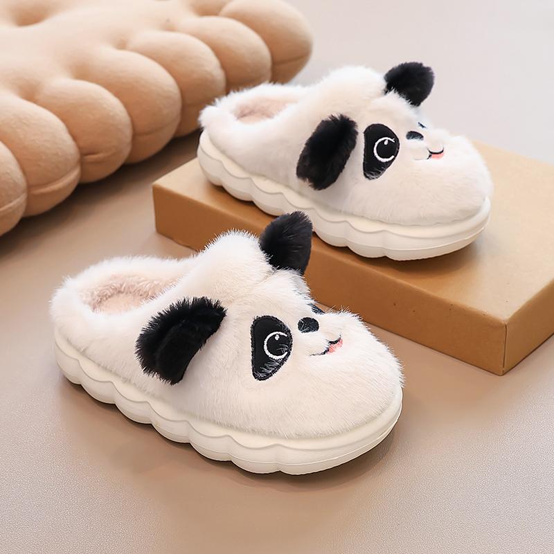 New Winter Cute Big eyed Rabbit Children's Waterproof Warm Non-slip Fluffy Slippers For Girls Boys Kids Indoor Home Cotton Shoes