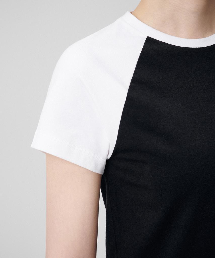 MUSINSA STANDARD WOMAN Women'S Slim Crop Raglan T-Shirt [Black/White]