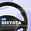 DEEYOTA Car Steering Wheel Cover Universal Fit Round Stitch Steering Wheel Wrap Thin PU Leather Steering Wheel Cover Sewn On 15" Car Wheel (Black)