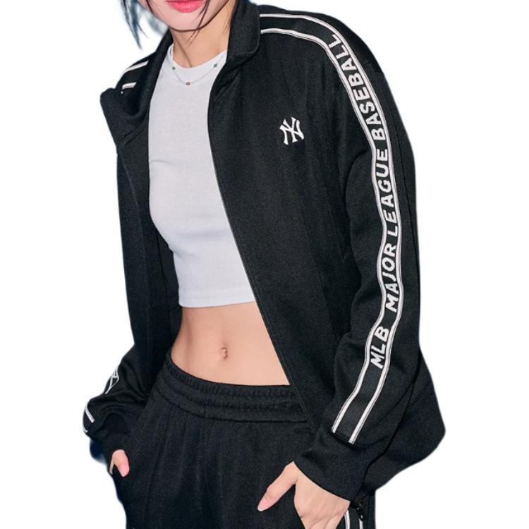 MLB New York Yankees Letter Collar Loose Shoulder Casual Jacket Unisex Jacket Black 3ATRB0434-50BKS