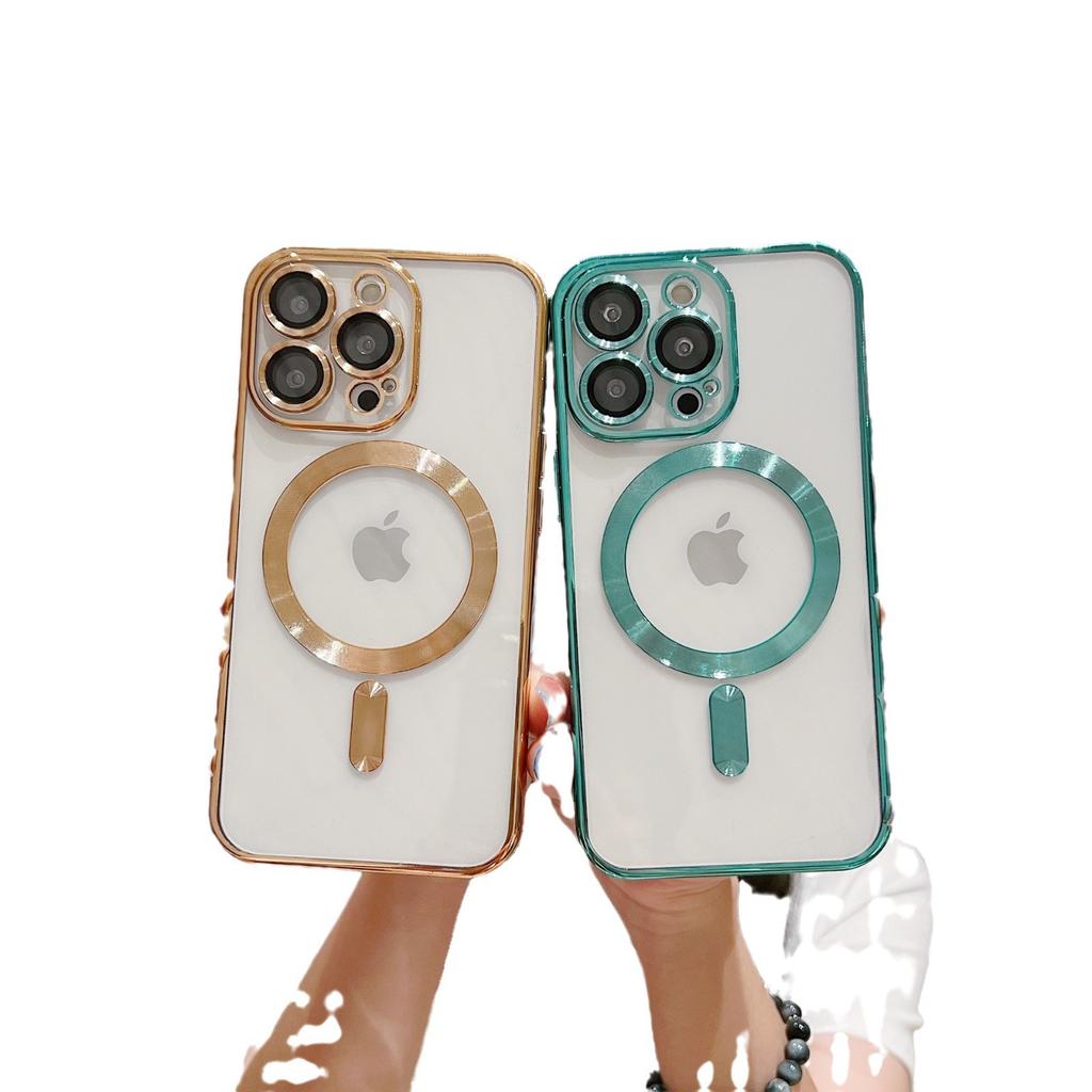 Applicable To IPhone16pro New Mobile Phone Case Apple Electroplated Magnetic Lens Film Full Package Anti Fall Protection Case 14p