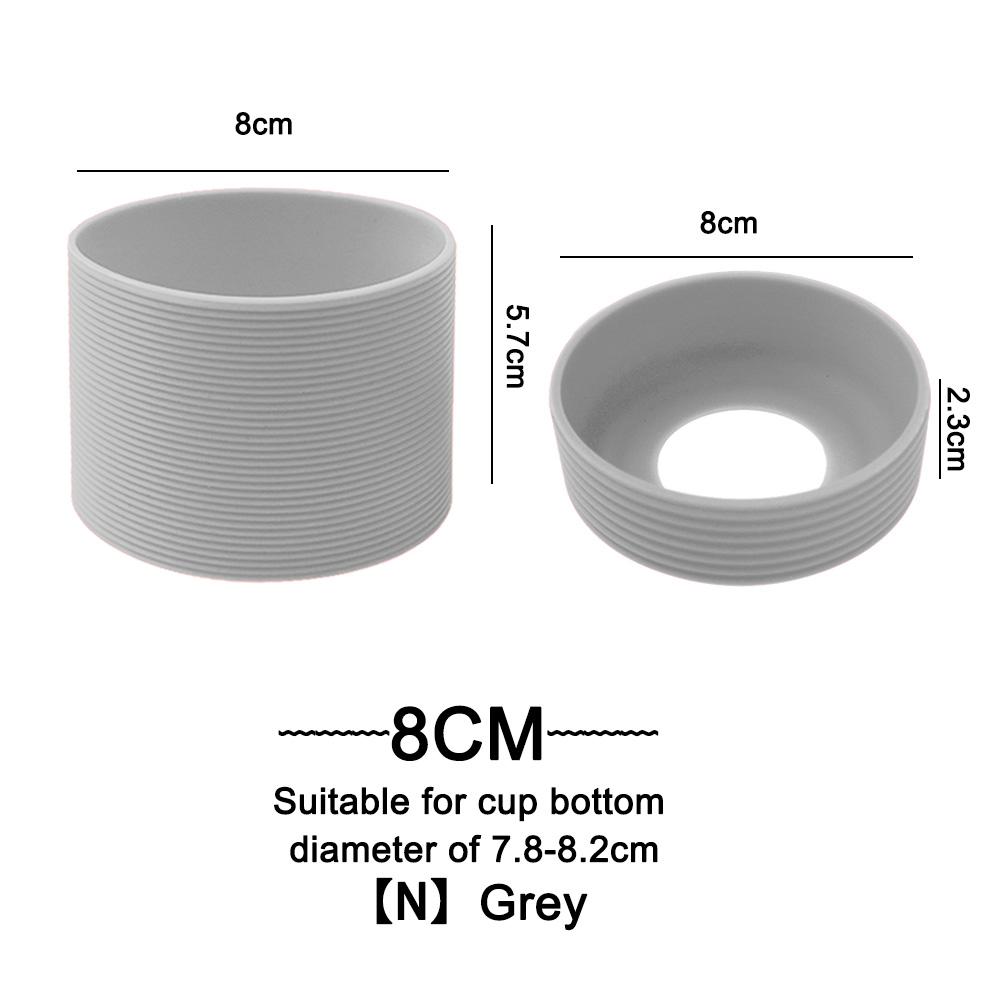 2Pc/Set 8cm 15 Colour Threaded Soft Silicone Cup Sleeve And Bottom Suit Heat Insulated Anti Slip Good Toughnes Odorless Elastic
