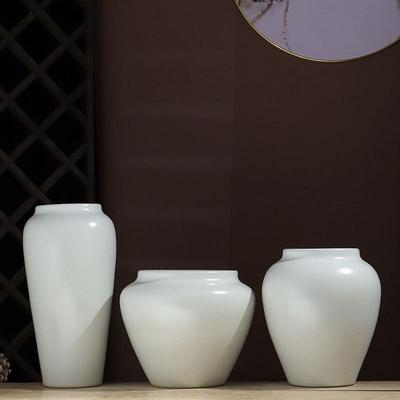 Elegant White Ceramic Vase for Home, Living Room, or Dining Table - Ideal for Dried Flowers and Modern Decor