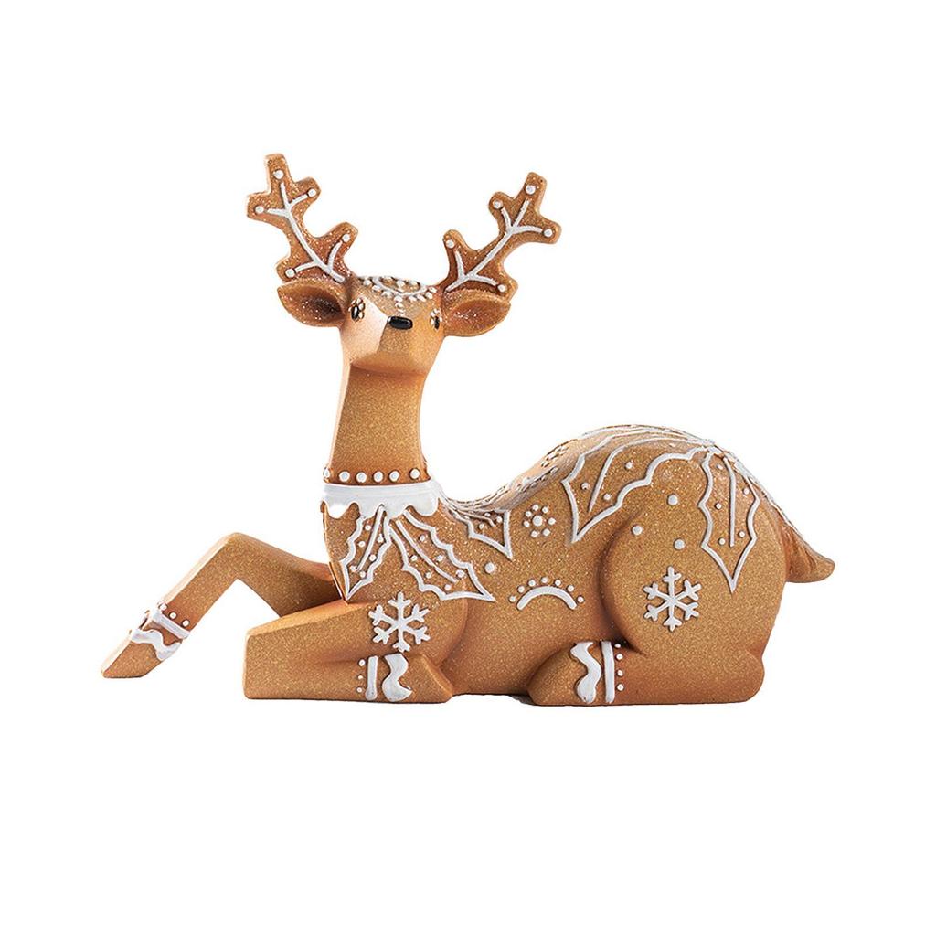Christmas Reindeer Statue Xmas Elk Figurine Party Ornament Animal Adornment Holiday Decoration Deer Sculpture for Indoor Desk