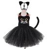 Kids Animal Costume Cats Ears Headband Tutus Dress Set Cats Costumes Accessories for Halloween Party Decors