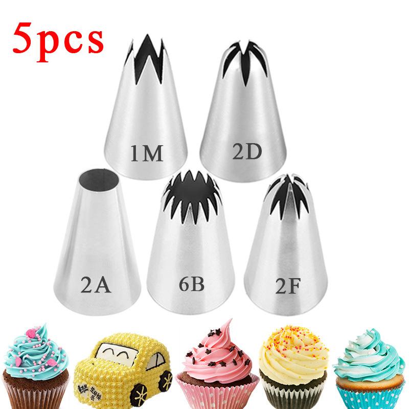 5-Piece Large Size Cake Decorating Piping Tips Set Durable Stainless Steel For Icing Fondant Cupcake Decoration