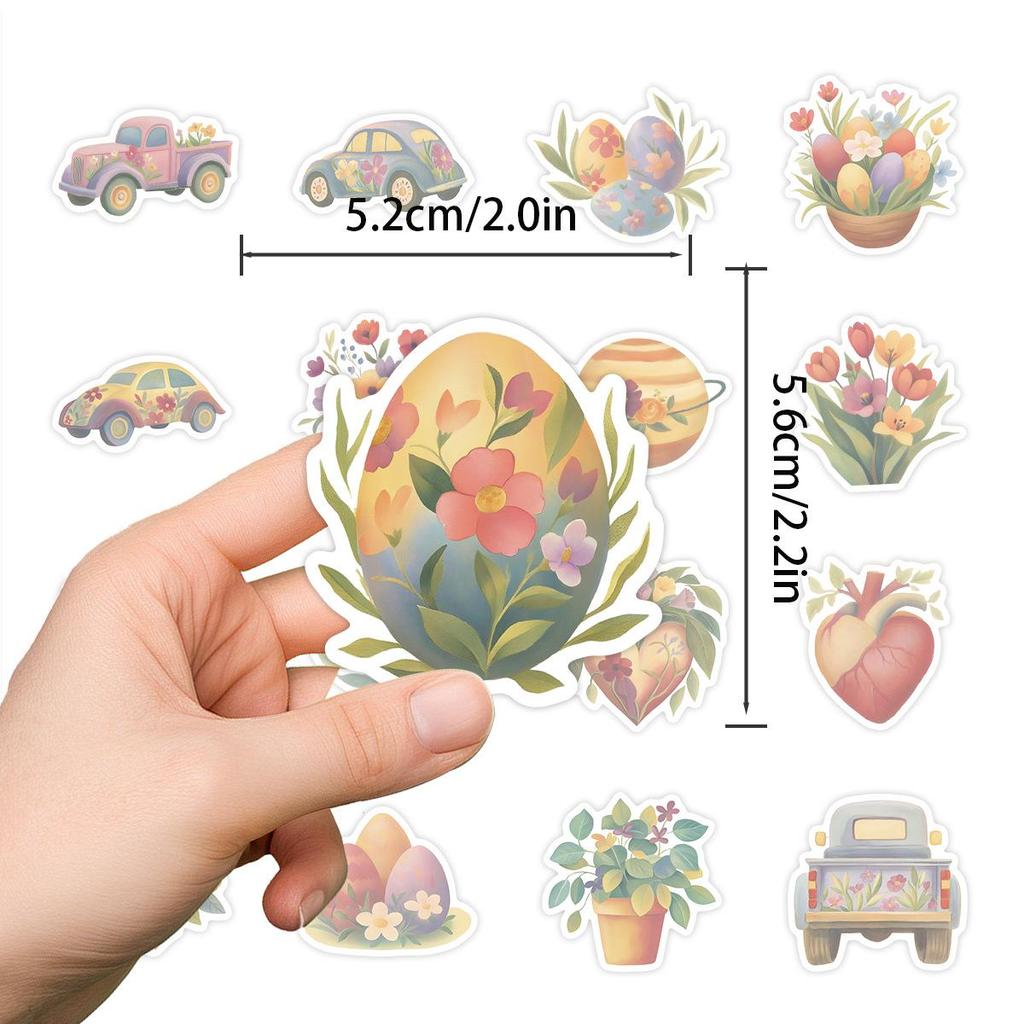 Cute Plant & Flower Waterproof Graffiti Stickers - 50 Sheets for Phone & Laptop Decor