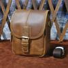 Men Genuine Crazy Horse Leather Waist Pack 7-Inch Vintage Outdoor Hip Bag with Hook Phone Camera Pouch Male Crossbody Bags