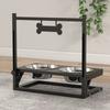 Raised Dog Bowl Stand with Adjustable Height, 2 x 900ml Stainless Steel Bowls, Black