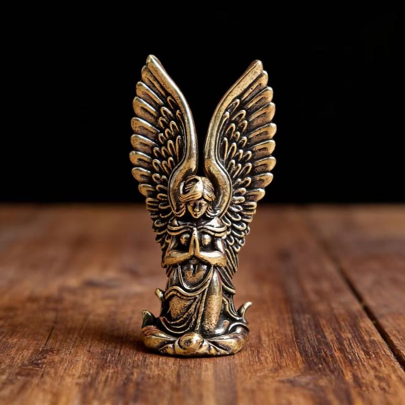 

Goddess Brass Angel Figurine Home Decor Guardian Angel Statue Decoration Retro Home Decor Desktop Tea Craftwork Bronze Ornament