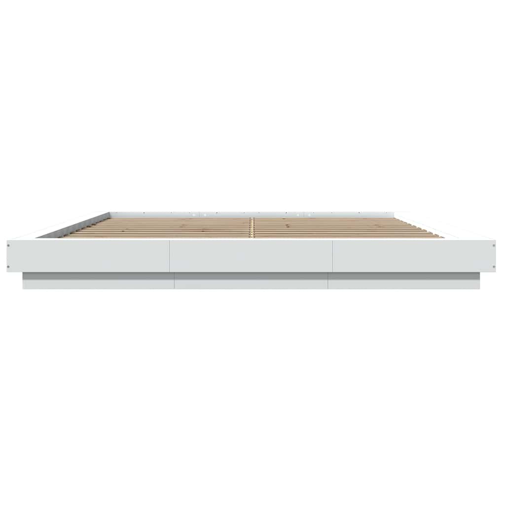 LED Bed Frame White 180 x 200 cm Engineered Wood