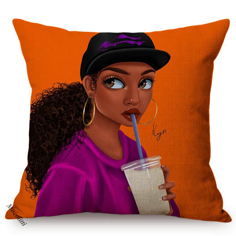 Africa Fashion Black Girl Pop Art Posters Style Decorative Cushion Cover Funky Sexy Woman Life Portrait Sofa Throw Pillow Case