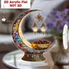 2D Design Islamic Desktop Ornament Flat Acrylic Standing Tabletop Crescent Moon Lantern Elegant Crescent Beautiful Ornament