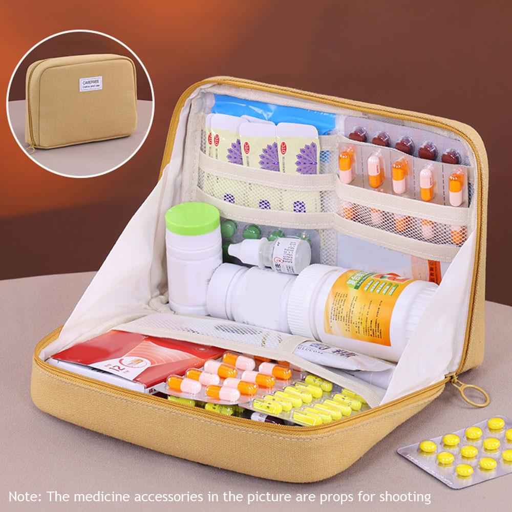 

Large Capacity Medicine Bag Portable Zipper Medicine Storage Bag Dormitory Travel Data Line Medical Supplies Tote Storage Pouch кавовий