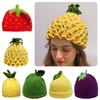 Thick Knitted Fruit Hat Soft Skiing Hat Novelty Strawberry Pullover Cap  Winter Head Accessory