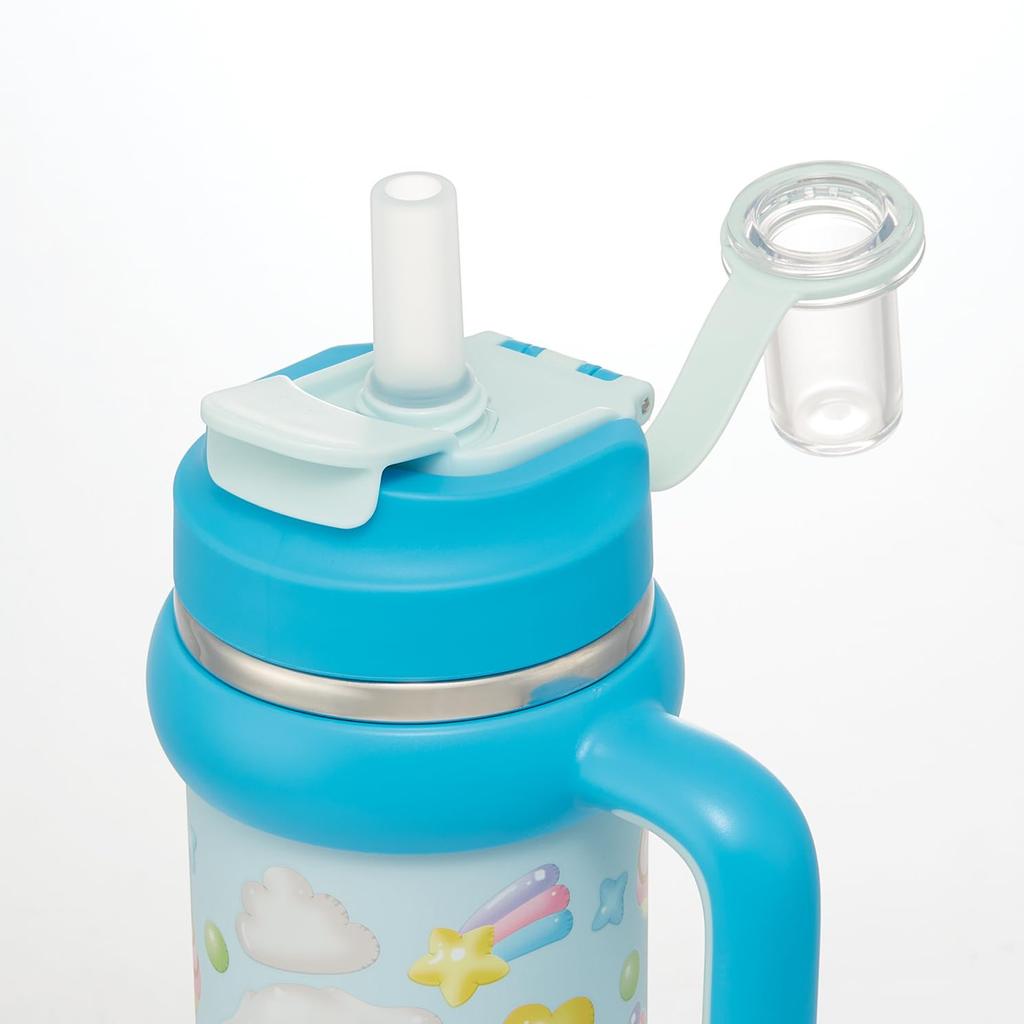 Skater Straw with Direct Sanrio Puffy Balloon Tumbler, 830ml, Insulated, Cold/Hot, Handle, 2-Way, Drinking, Cinnamoroll, Design, STSTB9-A