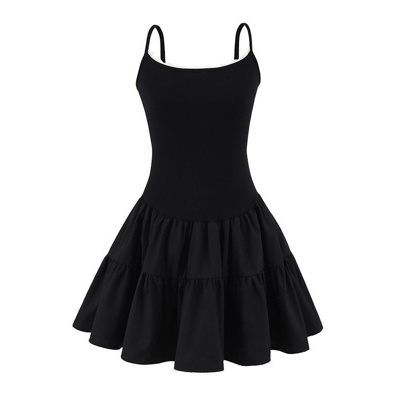 

Милое мини-платье-майка в балетном стиле с завышенной талией и расклешенной юбкой - Весна/Лето 2025. Medium чёрный