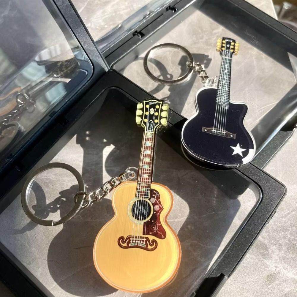 Vintage Style Wooden Guitar Charm Lightweight Acrylic Guitar Pendant Purses