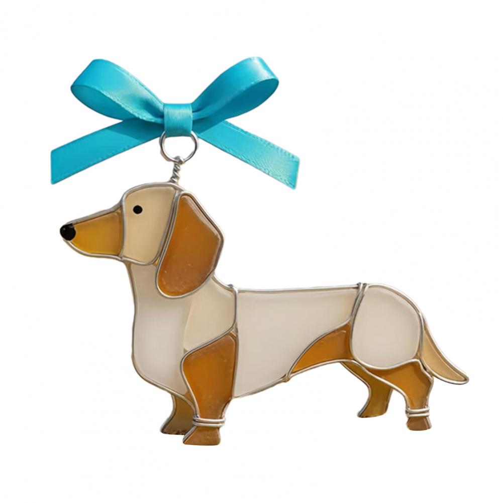 Dog Ornament Acrylic Dog Decoration Colorful Acrylic Dog Suncatcher Ornament Stained Glass Breed Hanging Decor for Lovers
