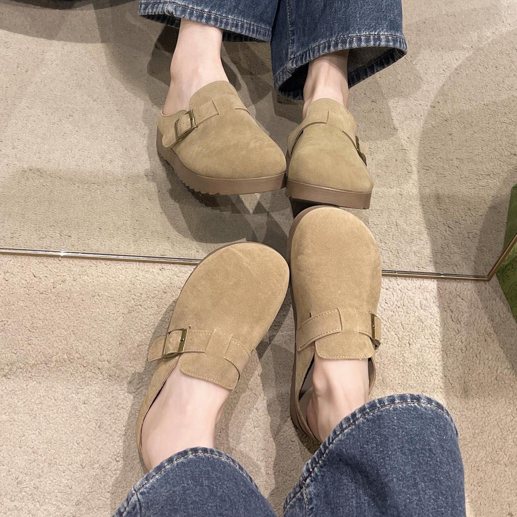 Dames 2025 Lente Retro Gesloten Teen Mule Pantoffels, Zacht & Antislip Dikke Zool Birkenstock-Stijl.