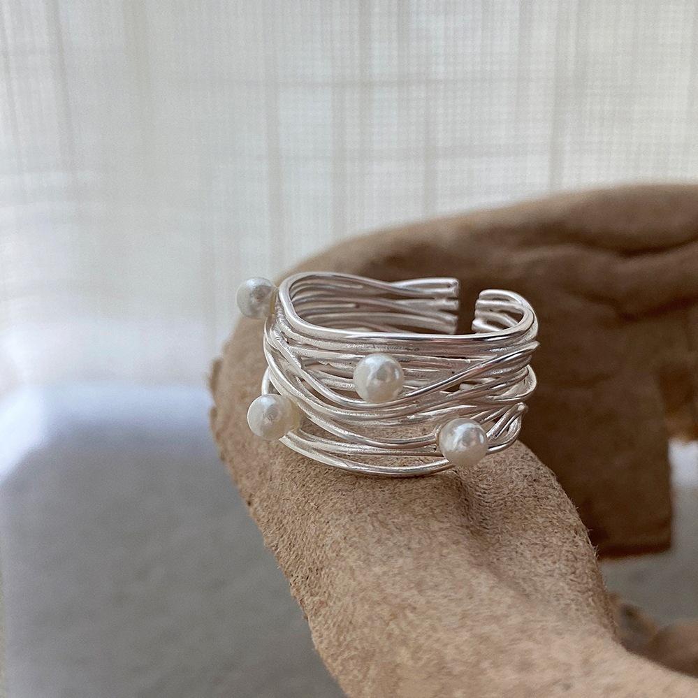 Sweet Pearl Geometric Adjustable Women s Ring - Fashionable, Trendy, Unique Index Finger Jewelry Open Adjustable