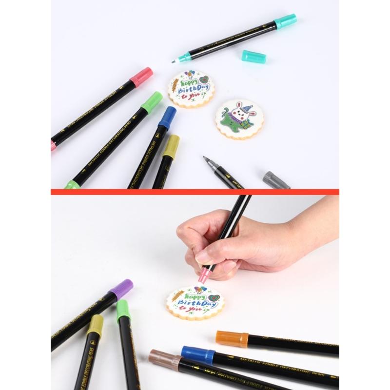 Food Coloring Pens Color Double Sided Edible Food Coloring Marker with Fine and Thick Tip Food Grade Marker for DIY