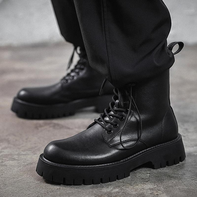 2024 jaro a léto ležérní módní boty pánské vysoké s bočním zipem pánské Martensky pravá kůže samet pánské boty