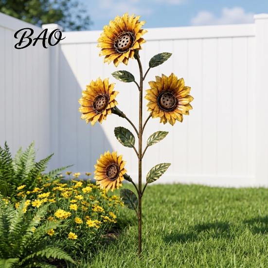 Easy Clean Hummingbird Station Vintage Sunflower Feeder, Metal Garden Stake Water Station, Decorative Outdoor Backyard Decorations Floral Bird Feeding