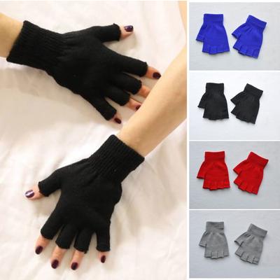 1 Pair Unisex Warm Soft Fingerless Half Finger Stretchy Knitted Gloves Comfortable Breathable Women Gloves