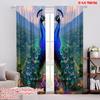 2pcs,2D Plane Printing Popular Curtain Panels Dueling Peacocks Polyester Easy Install (without Rod) Home Decor Perfect for