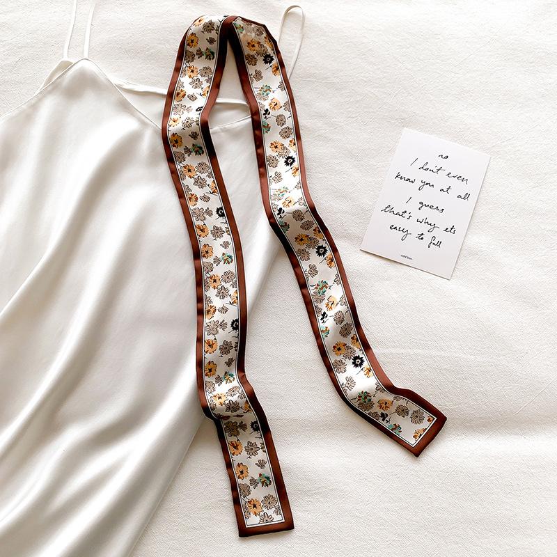 

Новый стиль литературного и универсального тонкого узкого длинного напечатанного шарфа для женщин, повязка на голову, декоративный шарф, пояс, шарф-лента 5.5*118cm