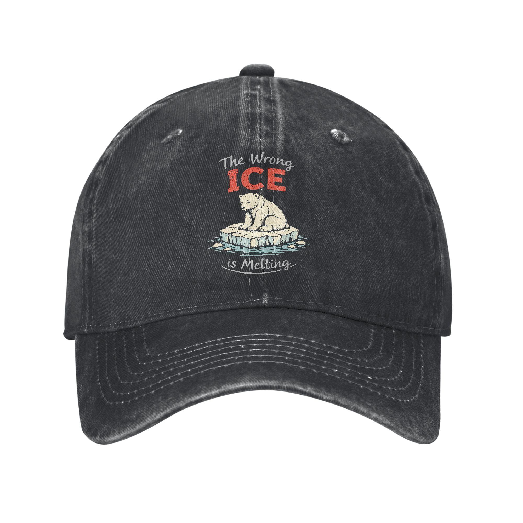 The Wrong ICE Is Melting Casual Baseball Cap The Planet Heats Up Melt ICE Trucker Hat Snapback Cap Couple Women Baseball Caps One Size