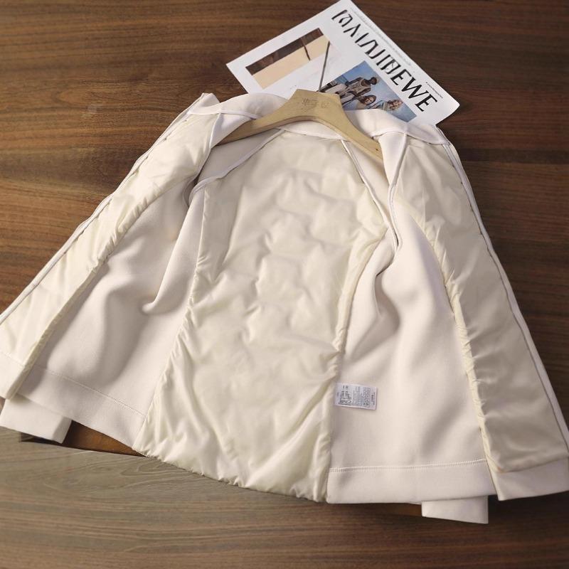 Constant temperature heat storage outdoor fashion splicing white duck down vertical cut small waist down jacket warm jacket women's autumn and winter