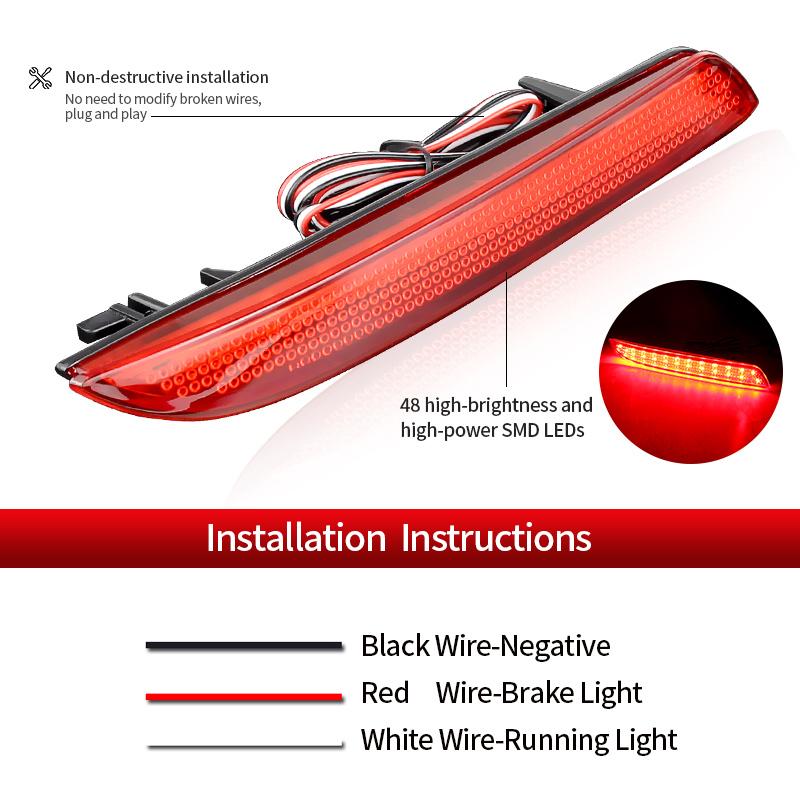 2pcs LED Rear Bumper Reflector For Honda Insight CR-Z 2010-2014 CR-V 2012-2014 FIT Acura TSX Wagon 2018-up Tail Stop Brake Light