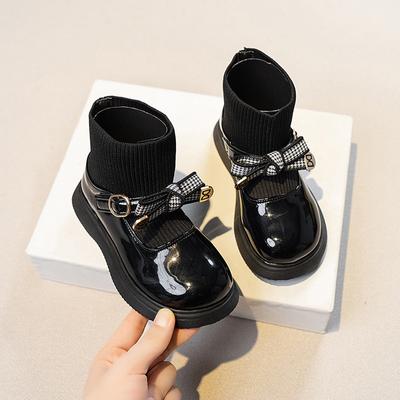 Girls' Short Boots Autumn/Winter New Collection Children's Martin Boots Stylish Girls' Socks Boots Princess Leather Boots