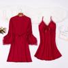 2025 Women's Summer Satin Pajamas Set with Chest Pads - Sexy, High-End Camisole Nightdress for Home Wear