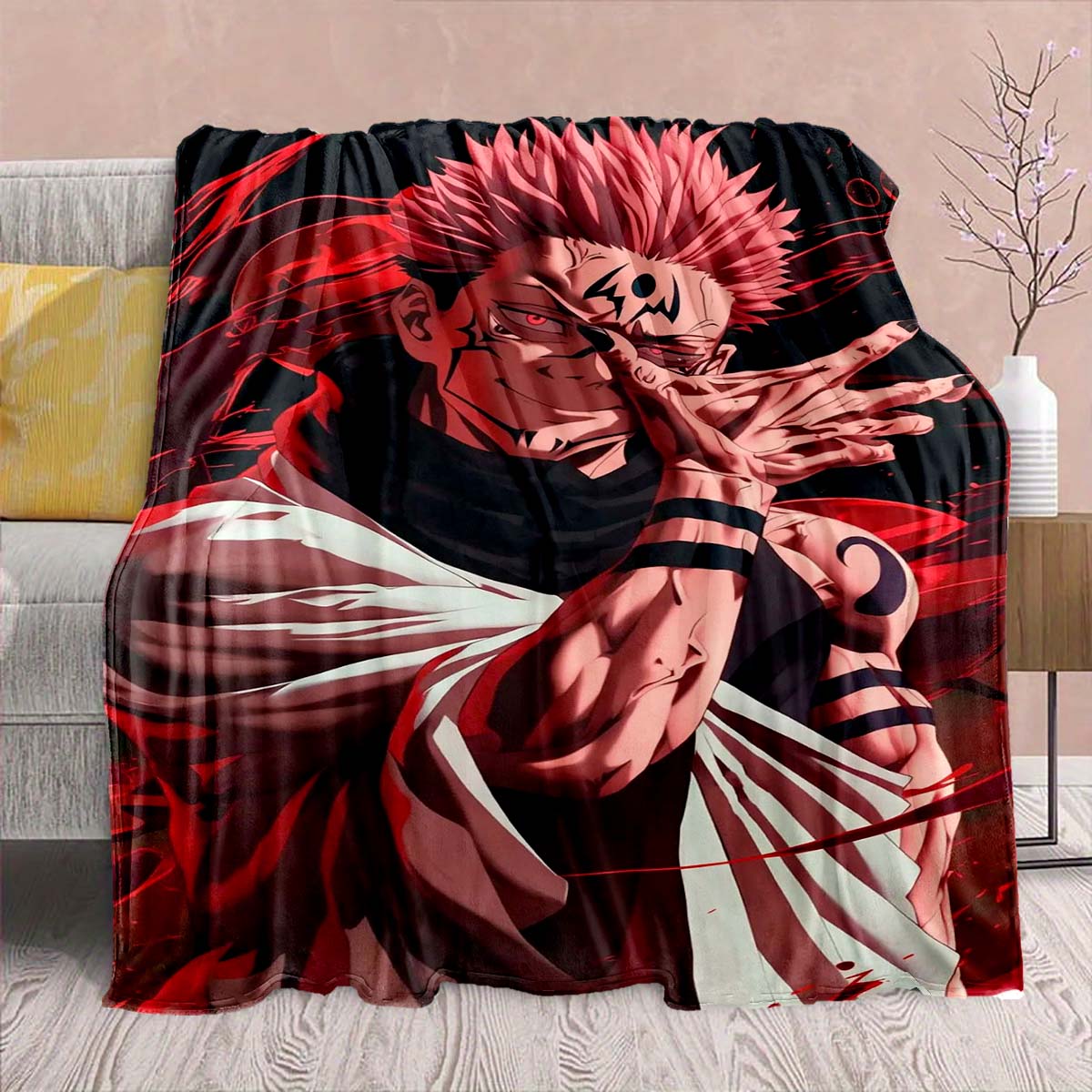 

Jujutsu Kaisen Anime Flannel Blanket - Soft Warm Perfect for Sofa, Bedding Camping Travel Office Home Decor 75x90cm