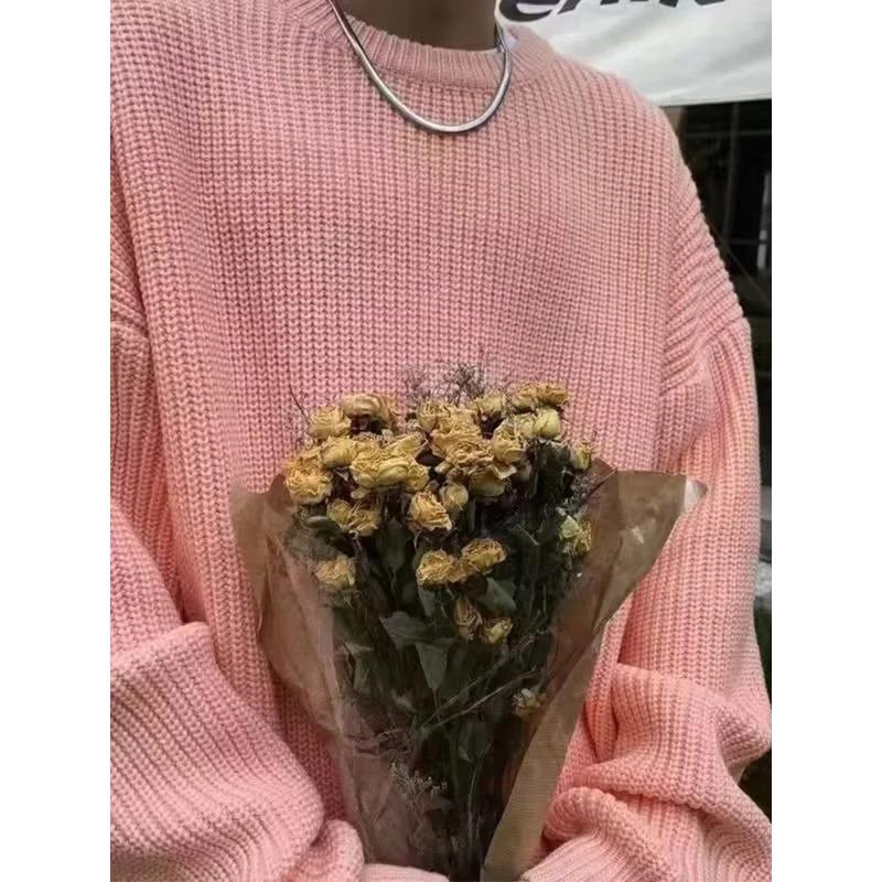 Autumn Crew Neck Solid Color Pullover Sweaters for Men Casual Y2K Knitted Sweater High Street Fashion Jumpers Hombre