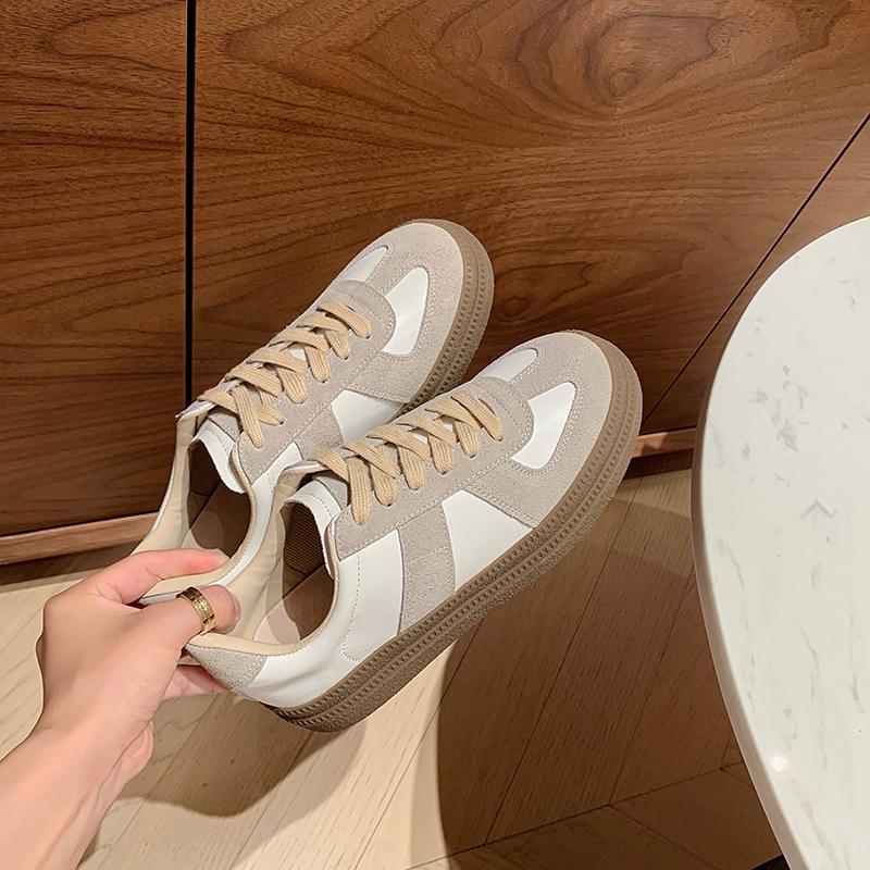 Frühlings-Turnschuhe aus Rindsspaltleder, Plattform, gemischte Farben, Schnür-Damen-Freizeitschuhe