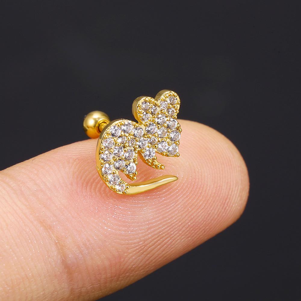 Boucles d'oreilles créatives à vis plaquées or avec zircon micro-incrusté