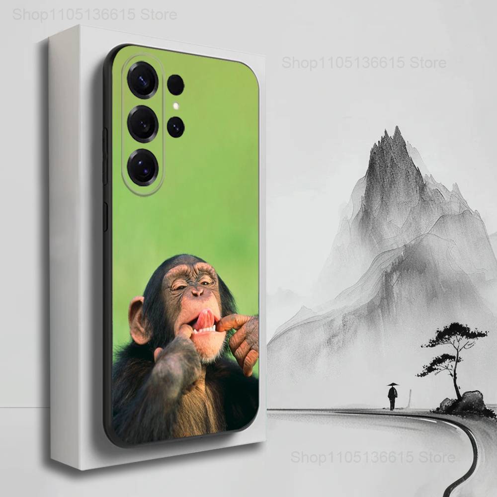 Funny Expressions Monkey Case For Samsung S23,S25,S20,S10,S9,S21,S24,S22,Ultra,FE,Plus,Lite,Soft Silicone Black