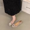 Inner Heightening Suede Rhinestone French Small Single Shoes Women's Shoes 2025 New Spring and Autumn Evening Shoes Black Commuter Shoes