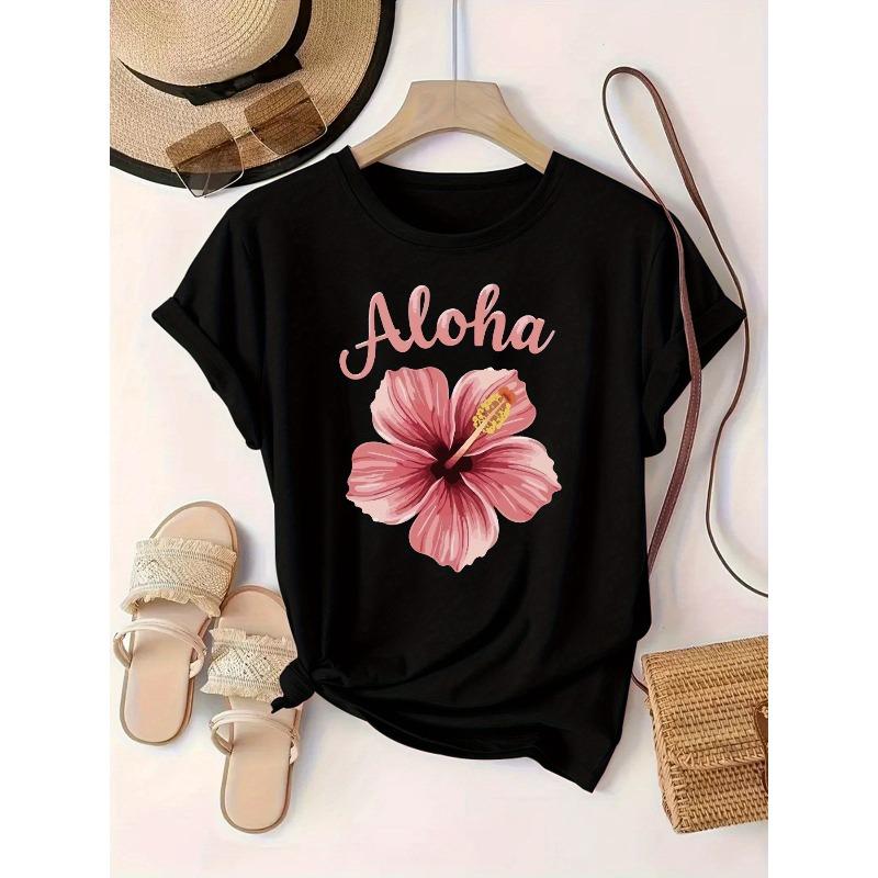 European Size European Size Floral Print European And American Fashion Round Neck Short Sleeve T-Shirt Women'S Pullover.