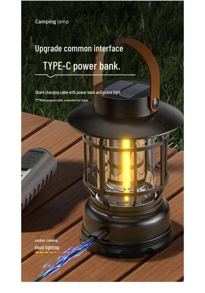Solar-Powered Long-Lasting Camping Kerosene Lantern for Outdoor Ambient Light and Tent Lighting