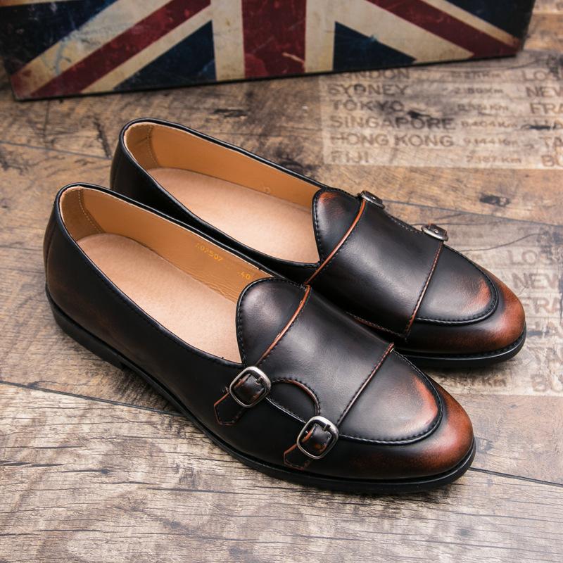 7507 Spring and Autumn New Fashion Color Polishing Fashion British Style Business Casual Small Leather Shoes Brock Retro Men's Shoes