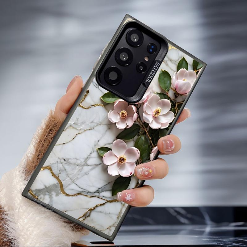 

Flower Marble Phone Case for Samsung Galaxy S24Ultra S23 FE Note 20 Ultra S20 S21 S22 Plus S20fe S23Ultra 5G Silicone Soft Galaxy S20